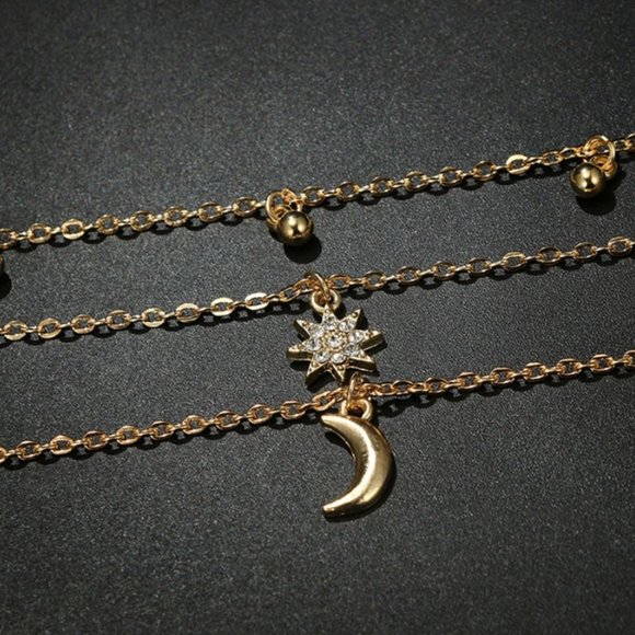 NEW Star Moon Multi Layered Pendant Necklace - Picture 4 of 4